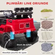 AIYAPLAY Off-road pentru Copii cu Faruri, Claxon, Centură și Telecomandă, din PP și Metal, 99x66x68.5 cm, Roșu | Aosom Romania 