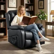 HOMCOM Fotoliu Relax Reclinabil cu 8 Puncte de Masaj și Încălzire, Negru | Aosom Romania 
