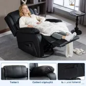 HOMCOM Fotoliu Relax Reclinabil cu 8 Puncte de Masaj și Încălzire, Negru | Aosom Romania 