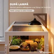 PawHut Căsuță Înalțată pentru Țestoase cu Separator, Tavă Detașabilă și 2 Capace, Tartarughieră din Lemn de Brad și PS, 104x53x82 cm, Gri și Alb | Aosom Romania
