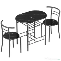 HOMCOM Set Masă Modernă cu 2 Scaune pentru Dining, Set 3 Piese Economisitoare de Spațiu pentru Bucătărie, Balcon, Restaurant sau Bar, Maro și Negru | Aosom Romania