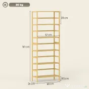 HOMCOM Raft de bambus cu 6 niveluri, cu rafturi reglabile, 60x26x161 cm | Aosom Romania
