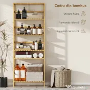 HOMCOM Raft de bambus cu 6 niveluri, cu rafturi reglabile, 60x26x161 cm | Aosom Romania