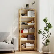 HOMCOM Raft de bambus cu 6 niveluri, cu rafturi reglabile, 60x26x161 cm | Aosom Romania