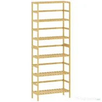 HOMCOM Raft din Lemn de Bambus cu 6 Niveluri și Polițe Reglabile, 60x26x161 cm, Lemn Natural