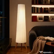 Lampă de podea HOMCOM cu trepied, întrerupător de picior și luminozitate reglabilă, 46x46x153 cm, albă | Aosom Romania 