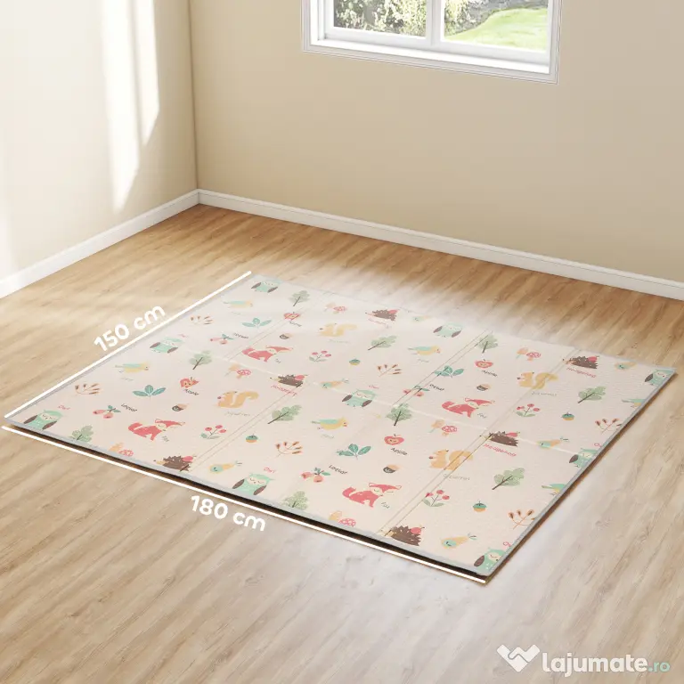 AIYAPLAY Covoraș pentru Copii 0-3 Ani cu Numere și Litere, Suprafață Impermeabilă, din XPE Multicolor, 176.5x148x1 cm | Aosom Romania