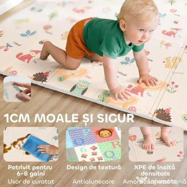AIYAPLAY Covoraș pentru Copii 0-3 Ani cu Numere și Litere, Suprafață Impermeabilă, din XPE Multicolor, 176.5x148x1 cm | Aosom Romania
