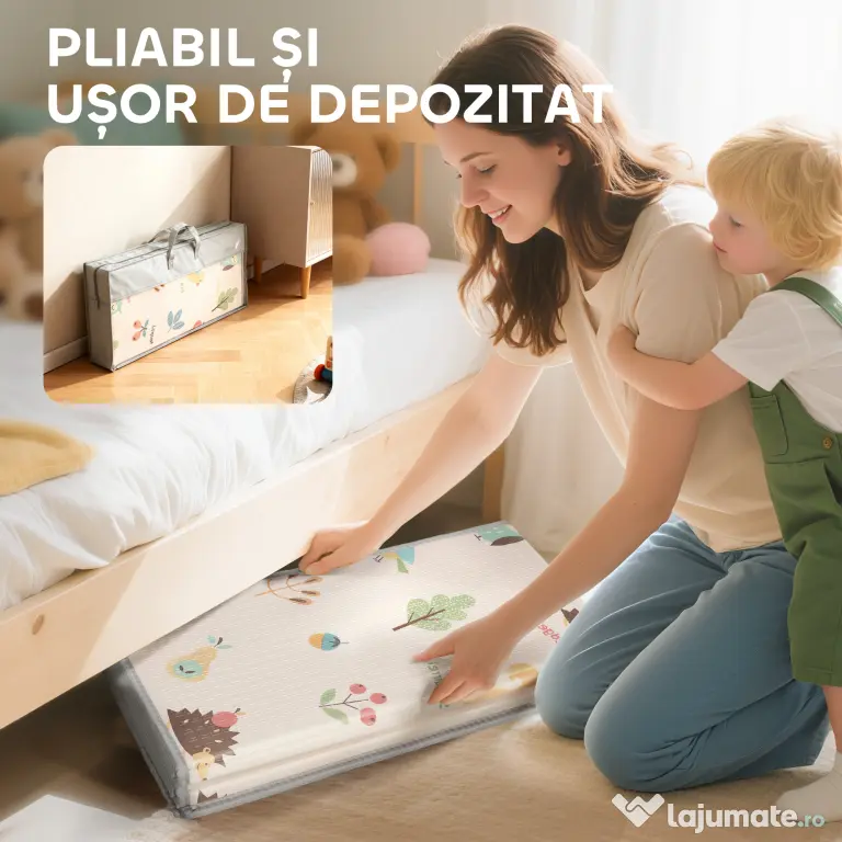 AIYAPLAY Covoraș pentru Copii 0-3 Ani cu Numere și Litere, Suprafață Impermeabilă, din XPE Multicolor, 176.5x148x1 cm | Aosom Romania