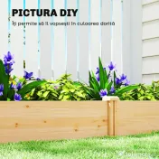 Outsunny Grădină Ridicată de Exterior cu Separator Central și Bază Deschisă, Jardinieră din Lemn de Brad, pentru Flori, Legume, Balcon sau Grădină, 235x121x26 cm, Culoare Lemn | Aosom Romania 