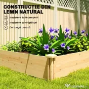 Outsunny Grădină Ridicată de Exterior cu Separator Central și Bază Deschisă, Jardinieră din Lemn de Brad, pentru Flori, Legume, Balcon sau Grădină, 235x121x26 cm, Culoare Lemn | Aosom Romania 