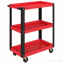 HOMCOM Cărucior pentru unelte cu 3 rafturi din metal și PP, 70,5x35x82,5 cm, roșu și negru