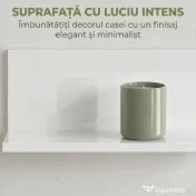 HOMCOM Etajeră de Perete pentru Living și Dormitor, Grosime 1,5 cm, Raft Suspendat din Lemn, 127x12x18 cm, Alb Lucios | Aosom Romania 