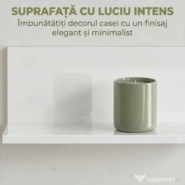 HOMCOM Etajeră de Perete pentru Living și Dormitor, Grosime 1,5 cm, Raft Suspendat din Lemn, 127x12x18 cm, Alb Lucios | Aosom Romania