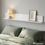 HOMCOM Etajeră de Perete pentru Living și Dormitor, Grosime 1,5 cm, Raft Suspendat din Lemn, 127x12x18 cm, Alb Lucios | Aosom Romania 