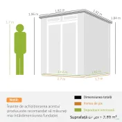 Outsunny Căsuță de Grădină cu 2 Intrări, 3 Ferestre și Guri de Aerisire, din PP și Aluminiu, 182x182x196 cm, Gri Închis | Aosom Romania 