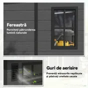 Outsunny Căsuță de Grădină cu 2 Intrări, 3 Ferestre și Guri de Aerisire, din PP și Aluminiu, 182x182x196 cm, Gri Închis | Aosom Romania 