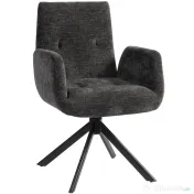 HOMCOM Fotoliu Rotativ pentru Dormitor, Material Textil cu Aspect de In și Picioare Înclinate din Oțel, Negru | Aosom Romania 