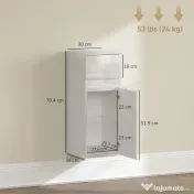 HOMCOM Dulap de Baie Suspendat cu Sertar și Ușă Lucioasă, Raft Reglabil din Sticlă Securizată, 30x34x79,4 cm, Alb Lucios | Aosom Romania 