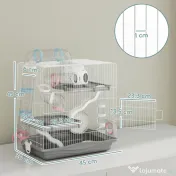 PawHut Cușcă pentru Hamsteri cu 3 Niveluri, Roată de Exerciții, Rezervor de Apă, Bol pentru Hrană, pentru Hamsteri Pitici, 45 x 30 x 45 cm, Gri | Aosom Romania 