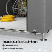 Outsunny 2x2.4 m Cort pentru Depozitare în Grădină, Cort Garaj cu Acoperire Impermeabilă, Ușă Rulabilă cu Fermoar, pentru Biciclete și Unelte, Metal Zincat, Gri Deschis | Aosom Romania