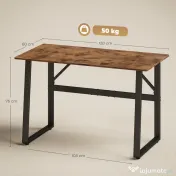 HOMCOM Birou pentru Computer, 120x60x76 cm Birou Lungu cu Colțuri Rotunjite și Structură din Oțel, Masă PC Industrială, pentru Casă, Studiu, Dormitor, Birou, Maro Rustic | Aosom Romania 