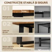 HOMCOM Birou pentru Computer, 120x60x76 cm Birou Lungu cu Colțuri Rotunjite și Structură din Oțel, Masă PC Industrială, pentru Casă, Studiu, Dormitor, Birou, Maro Rustic | Aosom Romania 