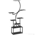 Outsunny Suport pentru Plante cu 8 Niveluri în Formă de S, Suport Ghivece din Metal pentru Interior și Exterior, pentru Grădină, Balcon, Terasă, Cameră de Zi, 74x26x158.5 cm, Negru
