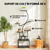 Outsunny Suport pentru Plante cu 8 Rafturi în Formă de S, Suport Ghivece Metalic pentru Interior și Exterior, pentru Grădină, Balcon, Terasă, Cameră de Zi, 74x26x158,5 cm, Negru | Aosom Romania 