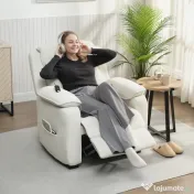HOMCOM Fotoliu Electric Reclinabil 150° cu Suport pentru Picioare, Șezut Larg, Fotoliu Reclinabil Silențios, Port USB, Funcție Memorie, Telecomandă, din Catifea, pentru Living, Bej | Aosom Romania 