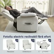 HOMCOM Fotoliu Electric Reclinabil 150° cu Suport pentru Picioare, Șezut Larg, Fotoliu Reclinabil Silențios, Port USB, Funcție Memorie, Telecomandă, din Catifea, pentru Living, Bej | Aosom Romania 