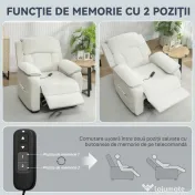 HOMCOM Fotoliu Electric Reclinabil 150° cu Suport pentru Picioare, Șezut Larg, Fotoliu Reclinabil Silențios, Port USB, Funcție Memorie, Telecomandă, din Catifea, pentru Living, Bej | Aosom Romania 