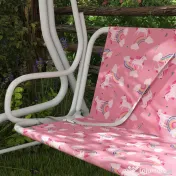 AIYAPLAY Leagăn pentru Copii de Exterior cu 2 Locuri, Acoperiș Reglabil și Centuri de Siguranță, Leagăn Grădină și Interior din Oțel și Material Oxford, Max 60 kg, 112x75x120 cm, Roz | Aosom Romania 