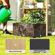 Outsunny Strat Înălțat din Lemn cu Suport și Acoperiș, Fiorieră Elevată pentru Exterior cu 2 Rafturi, Orificiu de Drenare și Material Textil pentru Plante Cățărătoare, Legume și Flori, Natural | Aosom Romania