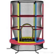 HOMCOM Trambulină pentru Copii 3-6 Ani cu Plasă de Siguranță, fără Arcuri, Ø160x190 cm, Multicoloră