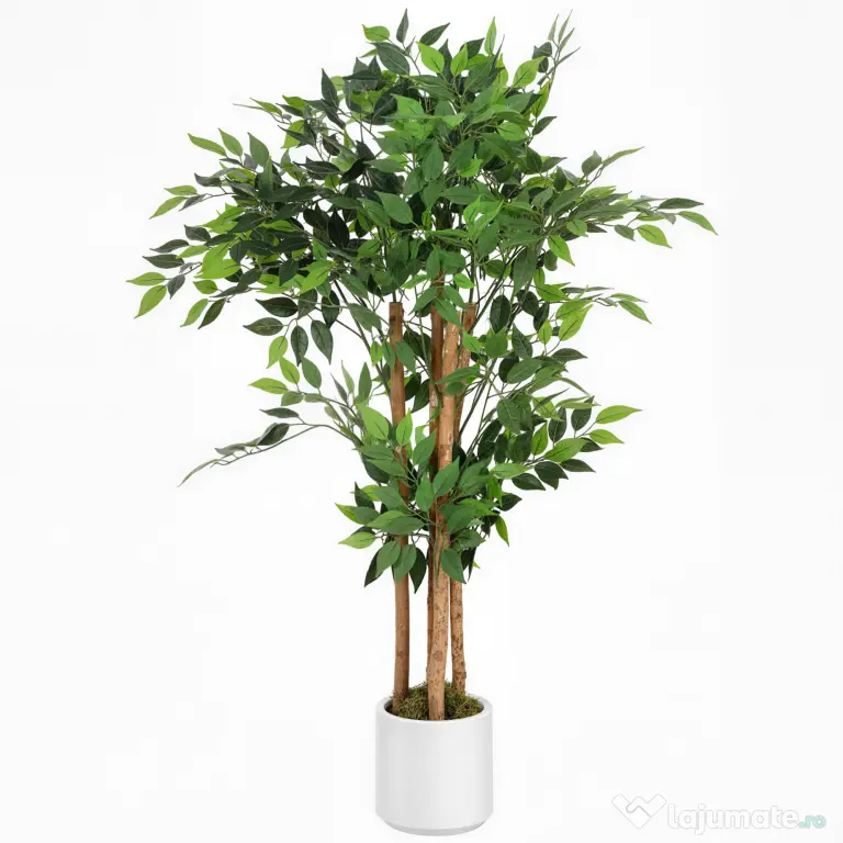 HOMCOM Copac Artificial de 120 cm, Plantă Decorativă cu Trunchi Solid din Lemn și Ghiveci pentru Interior, Verde