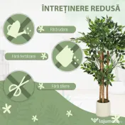HOMCOM Plantă Artificială Banian 120 cm, cu Trunchi din Lemn Masiv și Ghiveci pentru Interior, Verde | Aosom Romania 