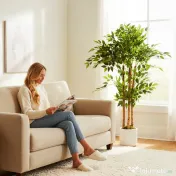 HOMCOM Plantă Artificială Banian 120 cm, cu Trunchi din Lemn Masiv și Ghiveci pentru Interior, Verde | Aosom Romania 