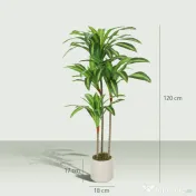 HOMCOM Arbore artificial Dracaena 120 cm cu ramuri flexibile - Verde | Aosom Romania 