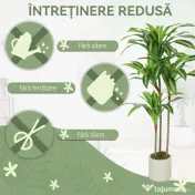 HOMCOM Arbore artificial Dracaena 120 cm cu ramuri flexibile - Verde | Aosom Romania 
