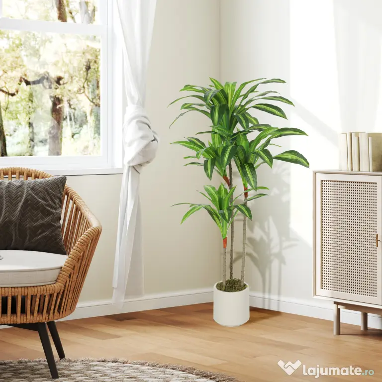 HOMCOM Arbore artificial Dracaena 120 cm cu ramuri flexibile - Verde | Aosom Romania