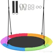 AIYAPLAY Leagăn Tip Cuib pentru Copii Ø100 cm, Leagăn de Copac cu Corzi Reglabile și Curele, Joc de Exterior pentru Copii 3-8 Ani, Capacitate 300 kg, Multicolor | Aosom Romania