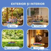 AIYAPLAY Leagăn Tip Cuib pentru Copii Ø100 cm, Leagăn de Copac cu Corzi Reglabile și Curele, Joc de Exterior pentru Copii 3-8 Ani, Capacitate 300 kg, Multicolor | Aosom Romania