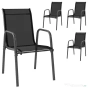 Outsunny Set de 4 Scaune Outsunny de Grădină Empilabile cu Spătar Înalt pentru Exterior | Aosom Romania 