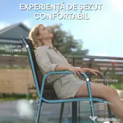 Outsunny Set de 4 Scaune Outsunny de Grădină Empilabile cu Spătar Înalt pentru Exterior | Aosom Romania 