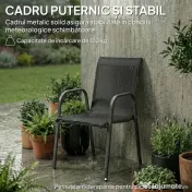 Outsunny Set de 4 Scaune Outsunny de Grădină Empilabile cu Spătar Înalt pentru Exterior | Aosom Romania 