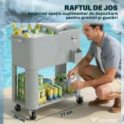 Outsunny Frigider de Grădină de 76L, Cărucior Portabil cu Raft, Deschizător de Sticle, Roți Blocabile, Recipient pentru Capace, Portabil pentru Băuturi, Bar, Grădină, Petreceri, Argintiu | Aosom Romania 
