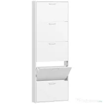 HOMCOM Dulap pentru Pantofi Subțire cu 5 Uși 65x17x180,5 cm în Lemn Alb | Aosom Romania