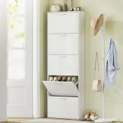 HOMCOM Dulap pentru Pantofi Subțire cu 5 Uși 65x17x180,5 cm în Lemn Alb | Aosom Romania 