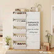 HOMCOM Dulap pentru Pantofi Subțire cu 5 Uși 65x17x180,5 cm în Lemn Alb | Aosom Romania 